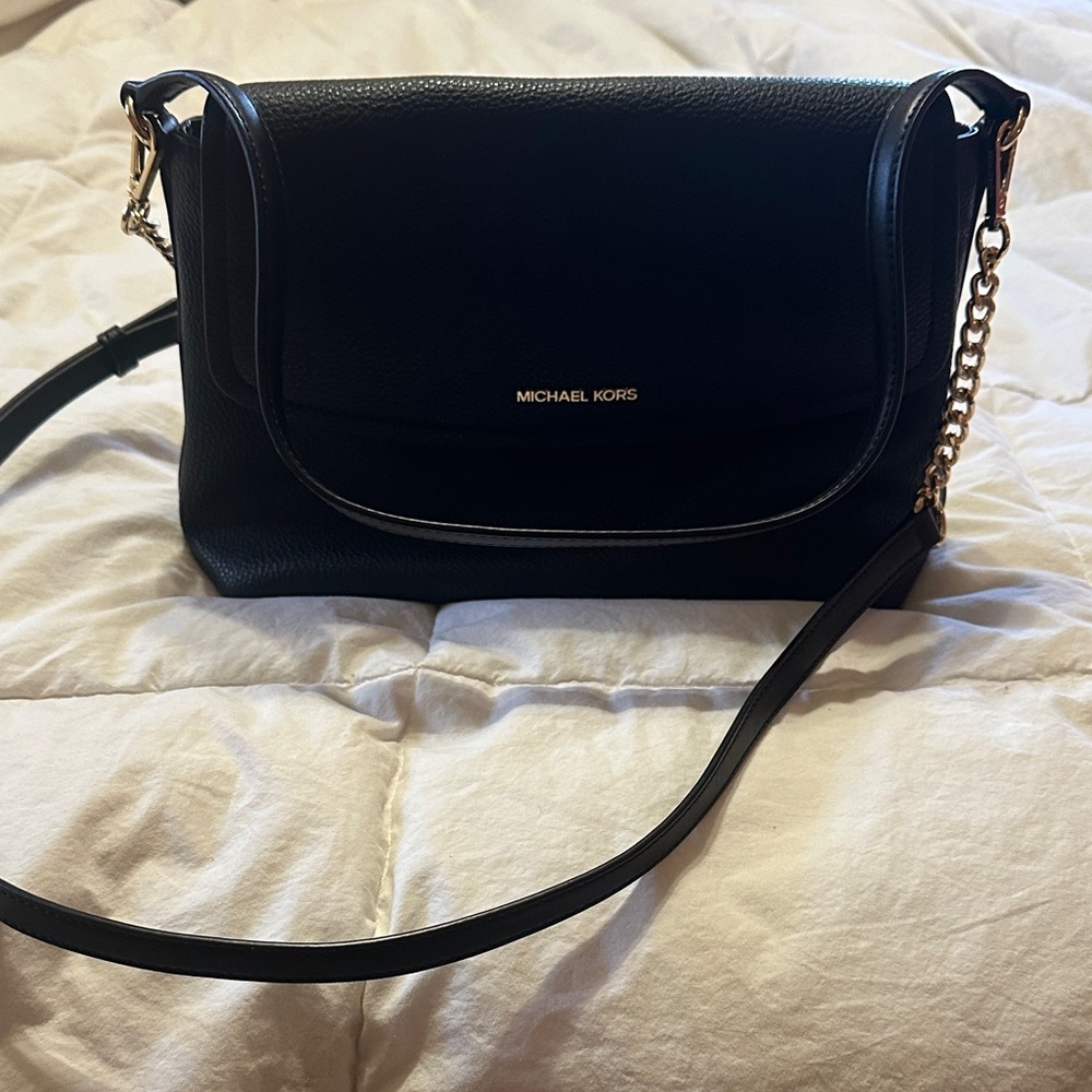 Michael Kors Black Crossbody Bag with Gold Accents